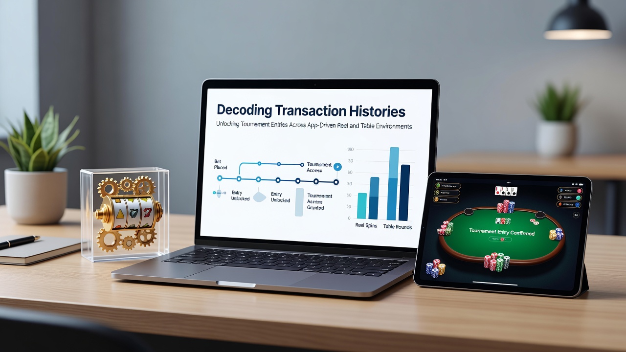 Transaktionshistorien in mobilen Casino-Apps visualisiert mit Walzen- und Tischspiel-Symbolen