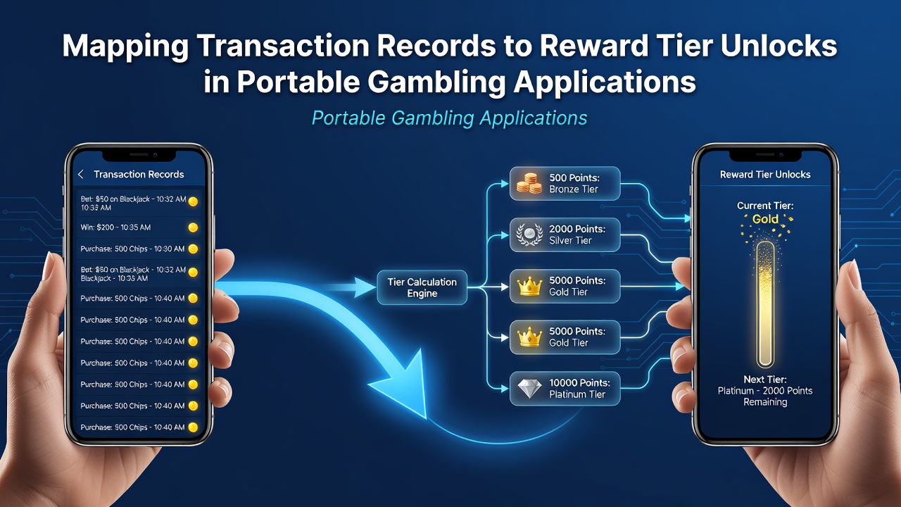 Mobile Gambling-App mit Transaktions- und Belohnungsübersicht
