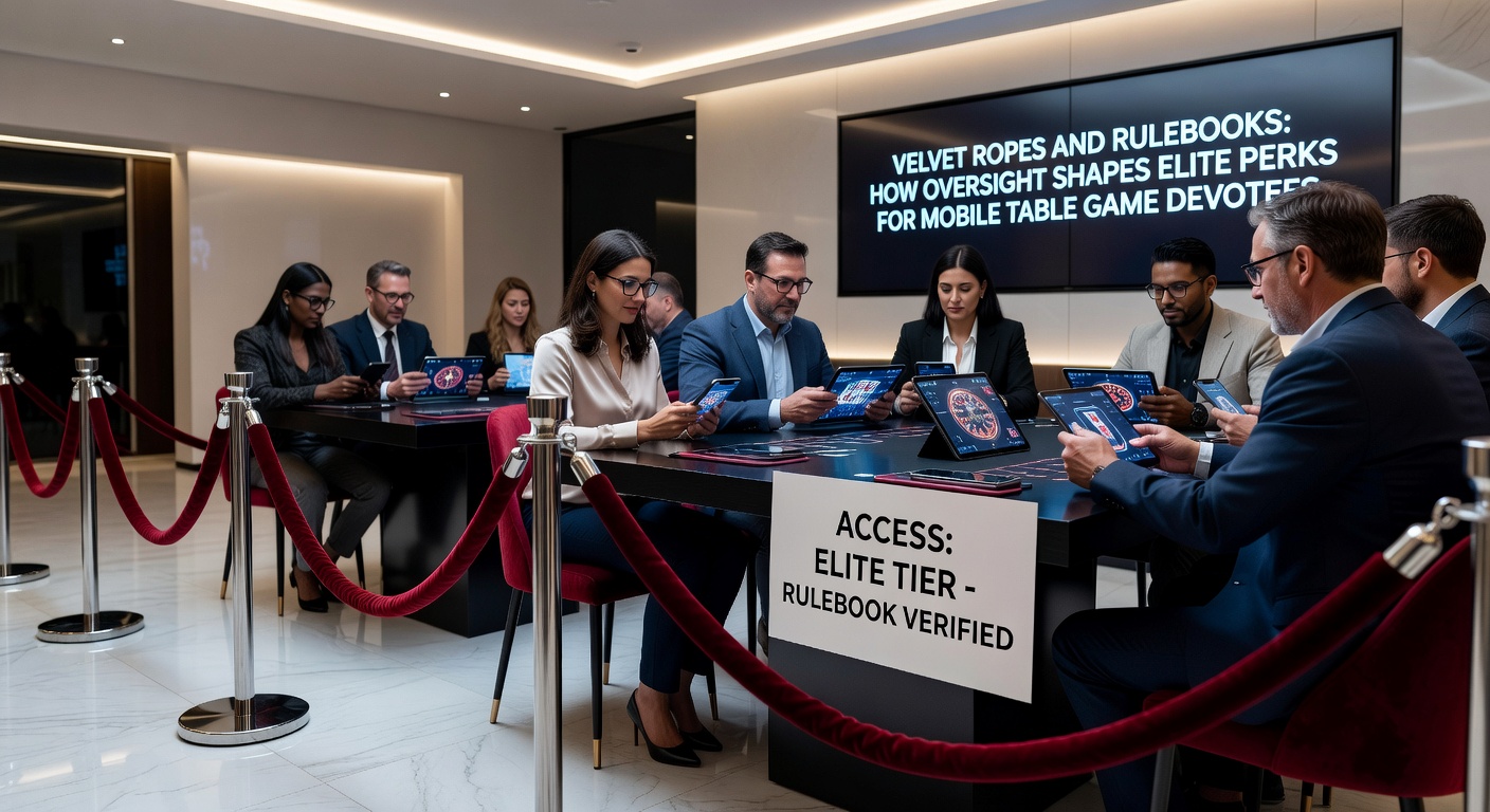 Luxuriöse VIP-Lounge in einem mobilen Casino-App mit Tischspielen wie Blackjack und Poker, beleuchtet von goldenem Licht und Samtvorhängen